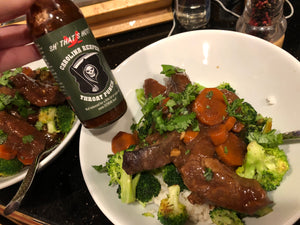 Spicy Mongolian Beef over Rice and Broccoli